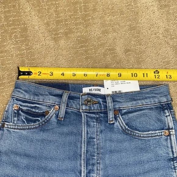 RE/DONE Originals 80's Slim Straight Brisk Blue With Rips NWT 25